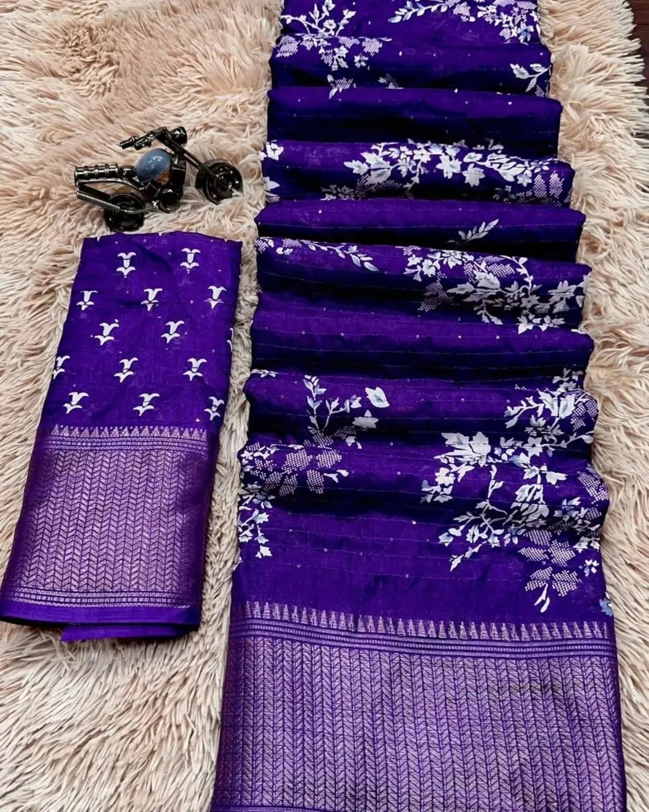 trendy latest daily wear sarees with price – purple block print saree for women - rpd fashion