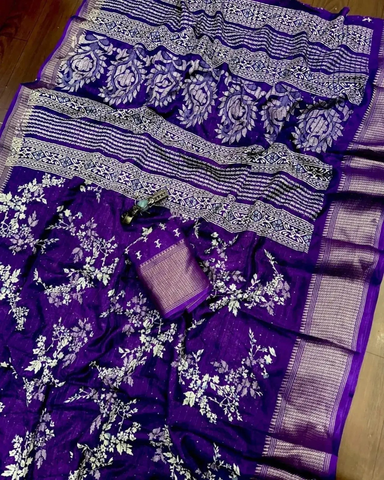 trendy latest daily wear sarees with price – purple block print saree for women - rpd fashion
